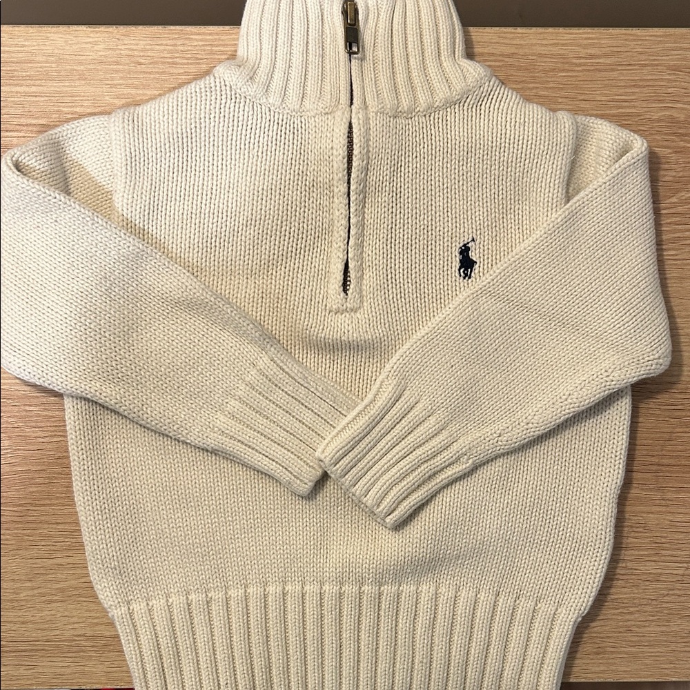 Ralph Lauren Toddler Zip-Up Sweater in Cream